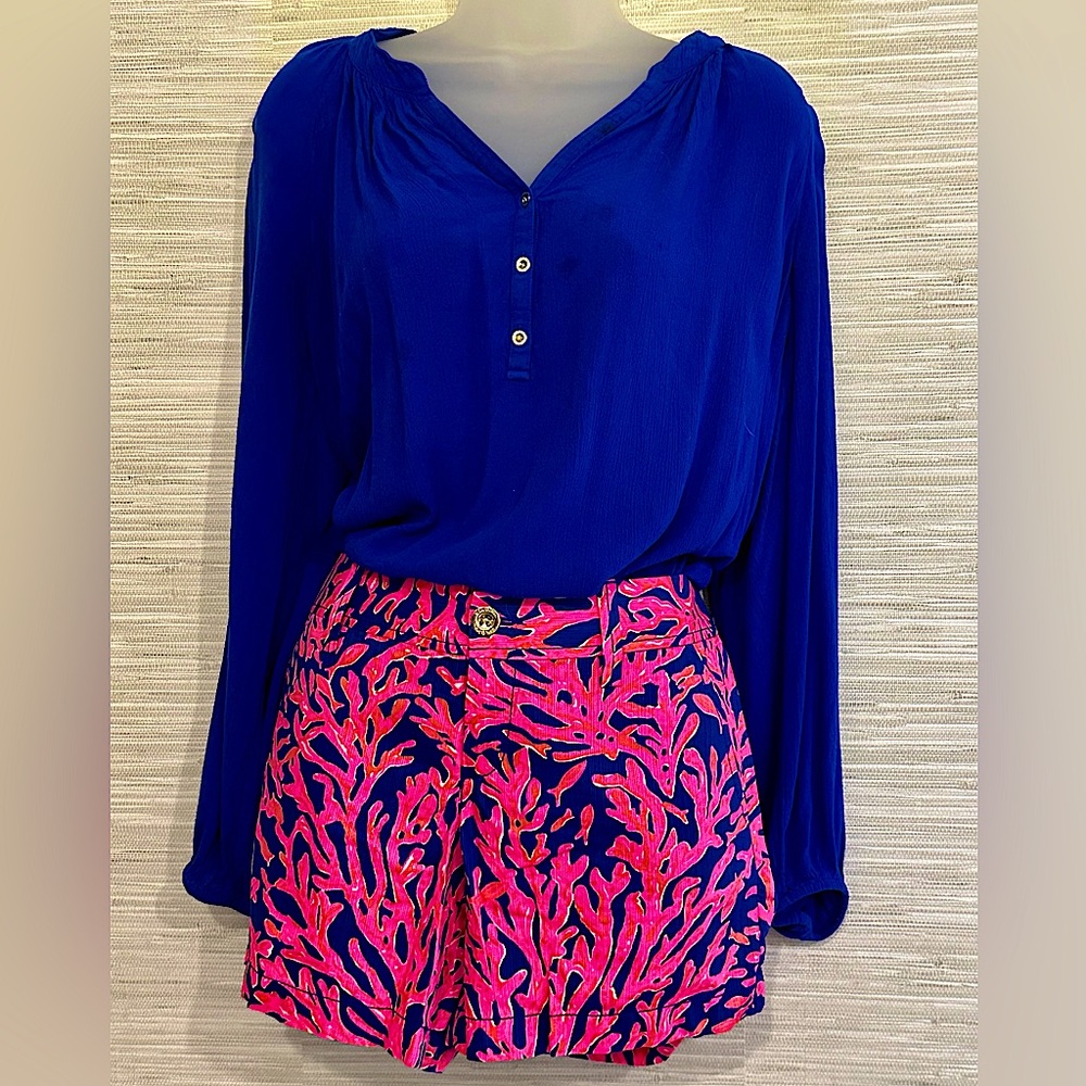Lilly Pulitzer Callahan Shorts in Bright Navy "Did you Catch That?”